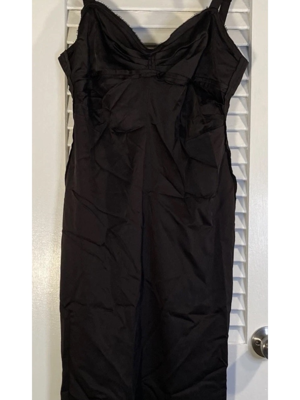 BCBGMaxAzria Black Satin Slip Midi Dress with Cowl Neck
